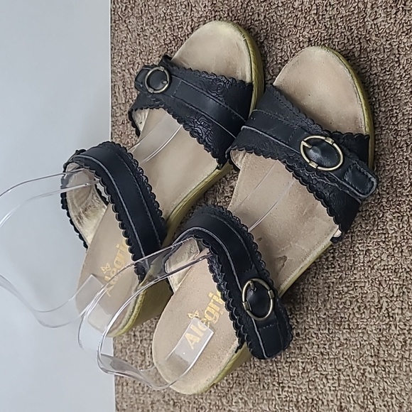 Alegria Bob Black Leather Strappy Healed Sandals sz 41 - Picture 2 of 12